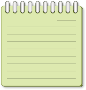 Cartoon illustration of a notebook.